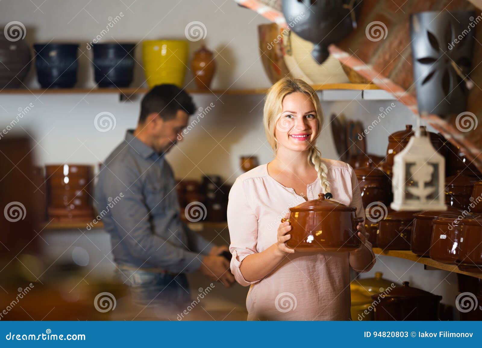 Female Customer in Ceramics Stock Image Image of picking