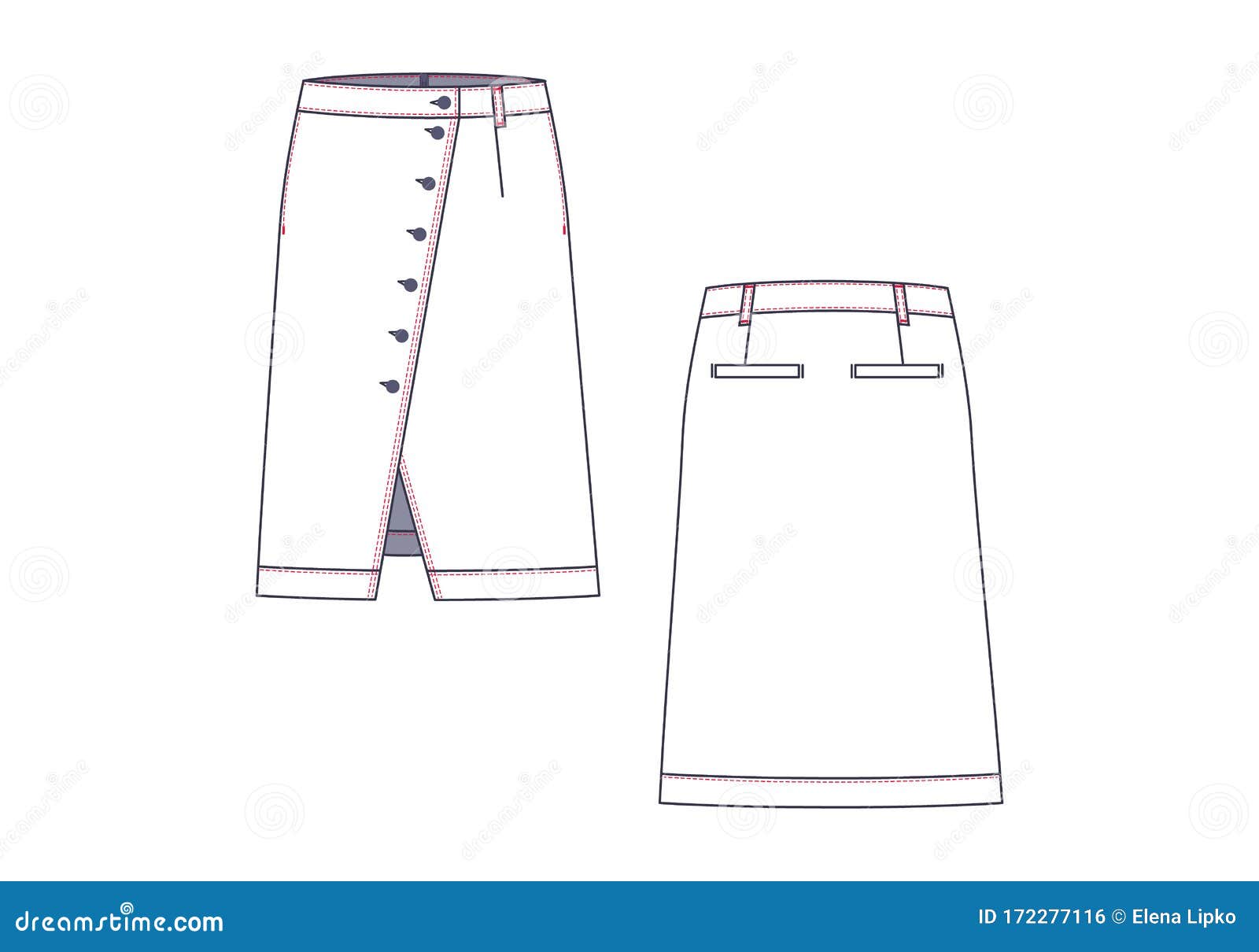 Female Cut Out Denim Skirt Vector Template Isolated on a White ...