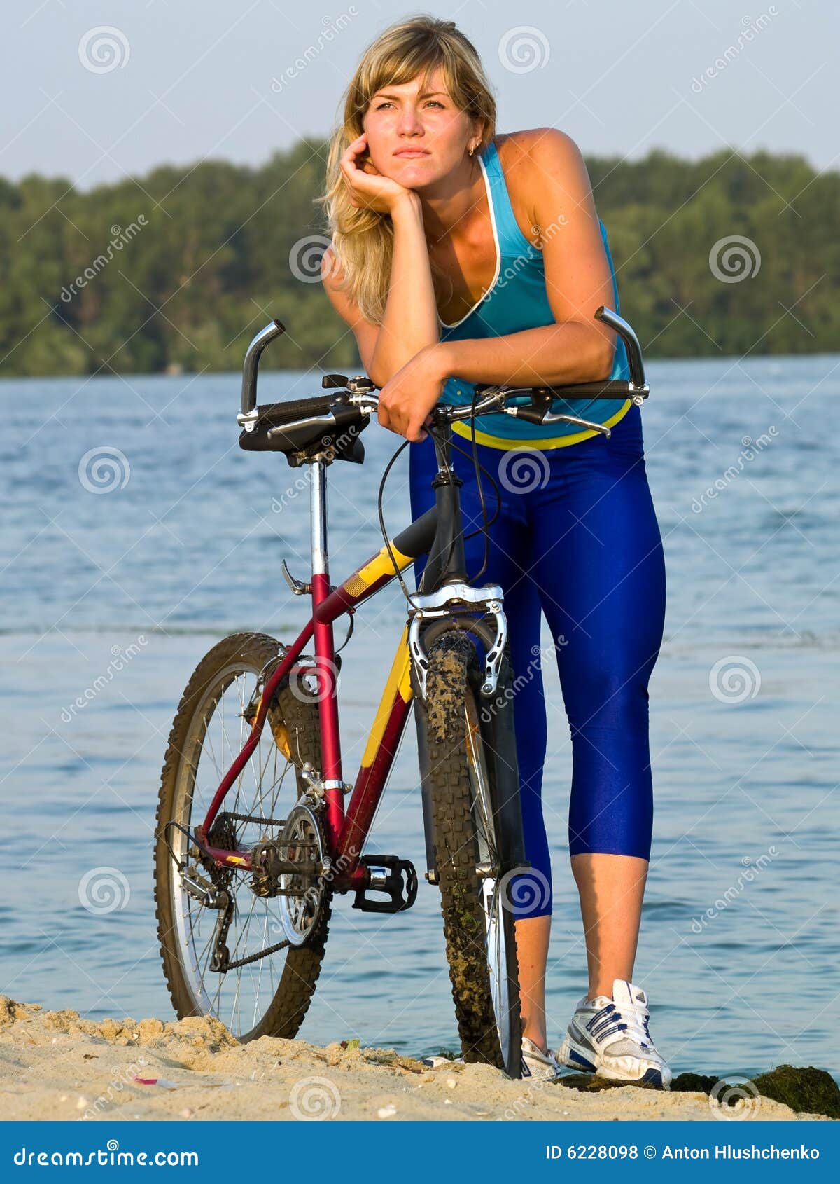 Female Cyclist Posing Outdoors Stock Photo Image of country, cross