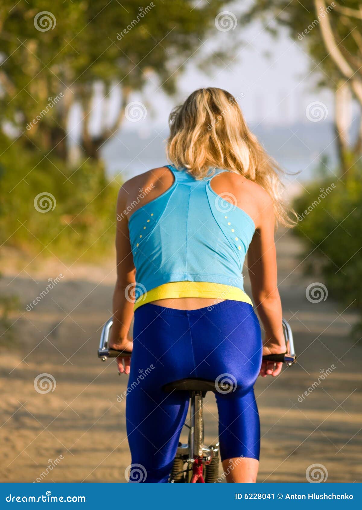 Download Female Cyclist Rear View Stock Image - Image: 6228041