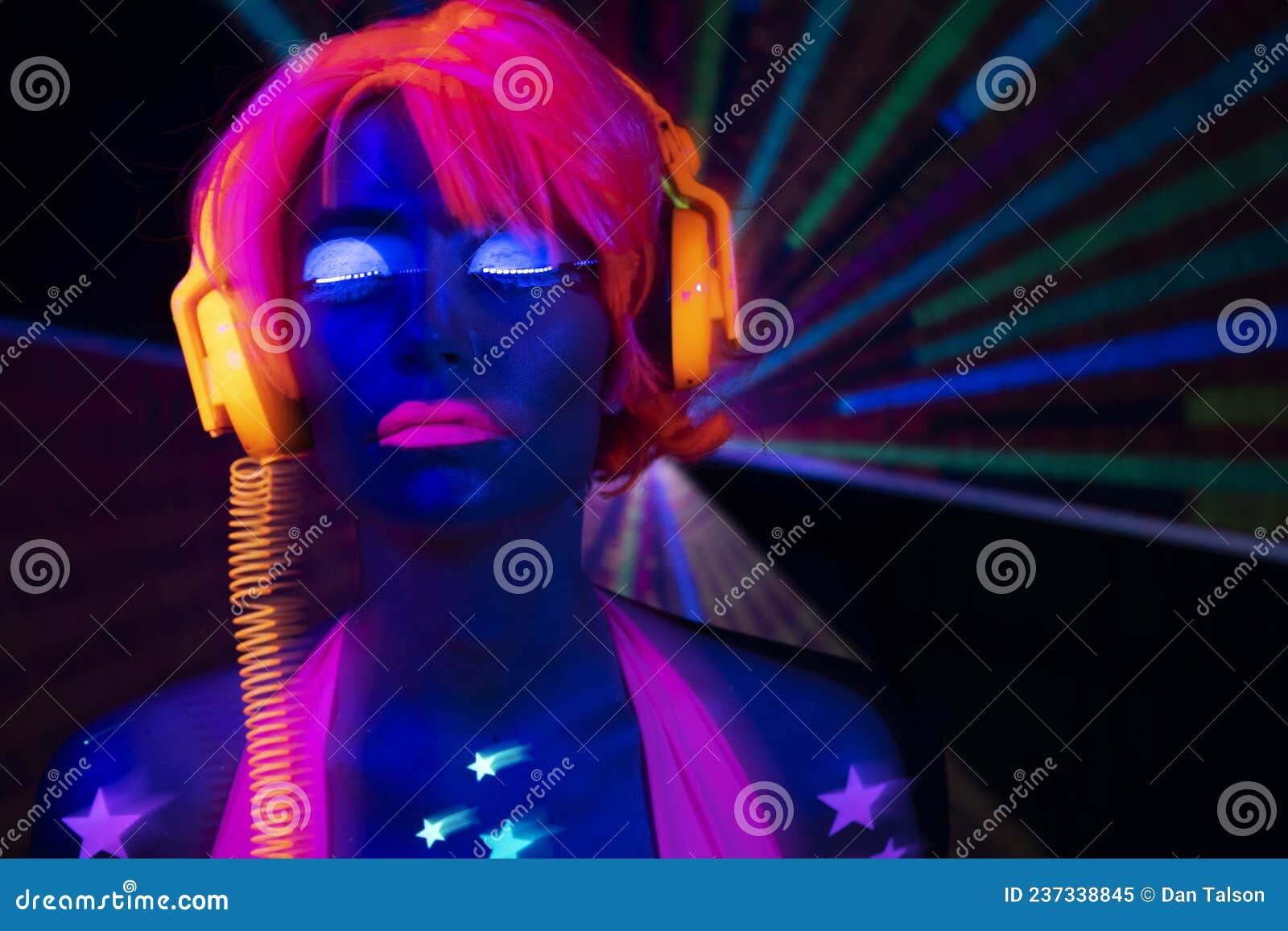 Female Dancer in Glow UV Costume Stock Image Image of bright, club