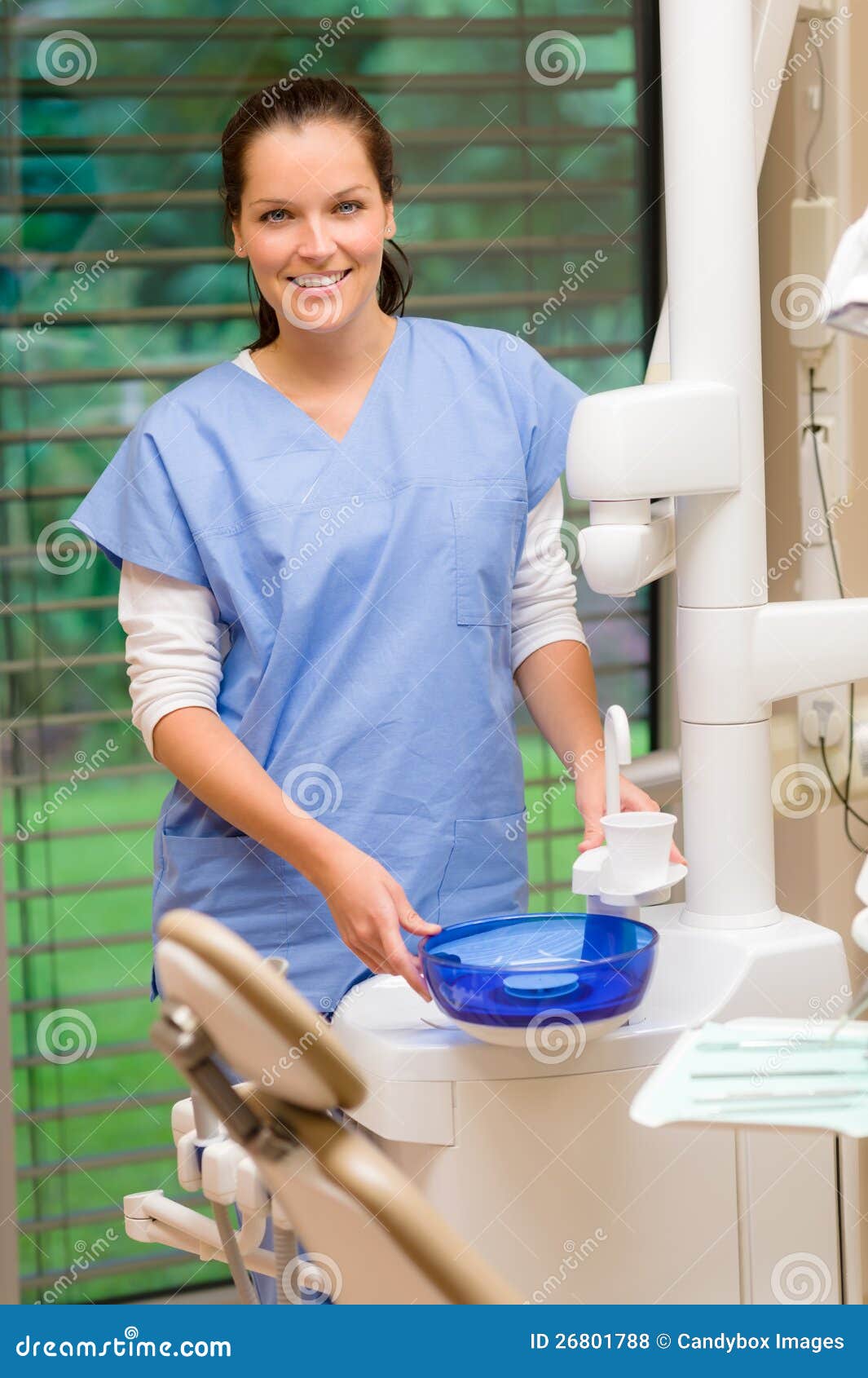 Female Dentist Assistant at Dental Surgery Smiling Stock Photo Image