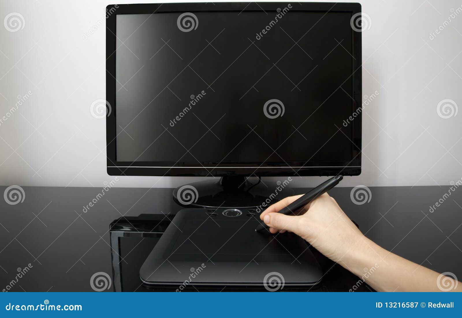 Female Designer Uses Pen and Tablet Stock Image Image of button