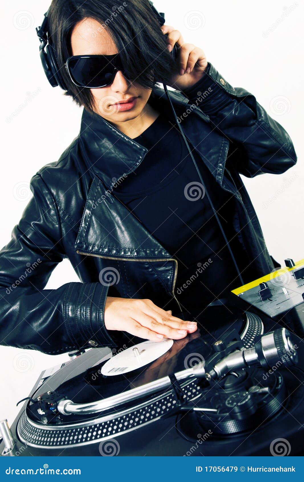 Female DJ Scratching the Record Stock Image Image of mixing, entertainment 17056479