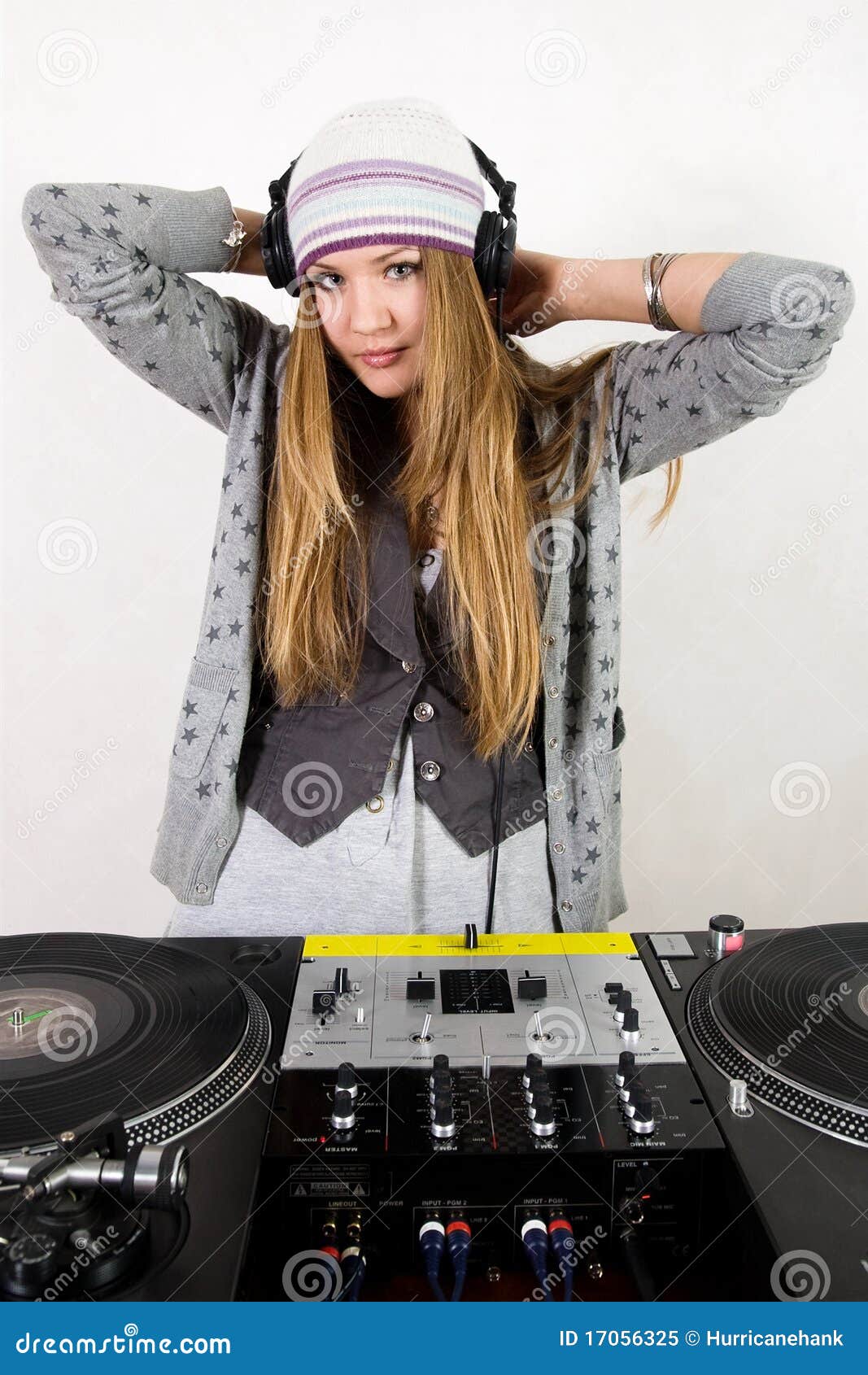 Female DJ At The Turntables Stock Image Image 17056325