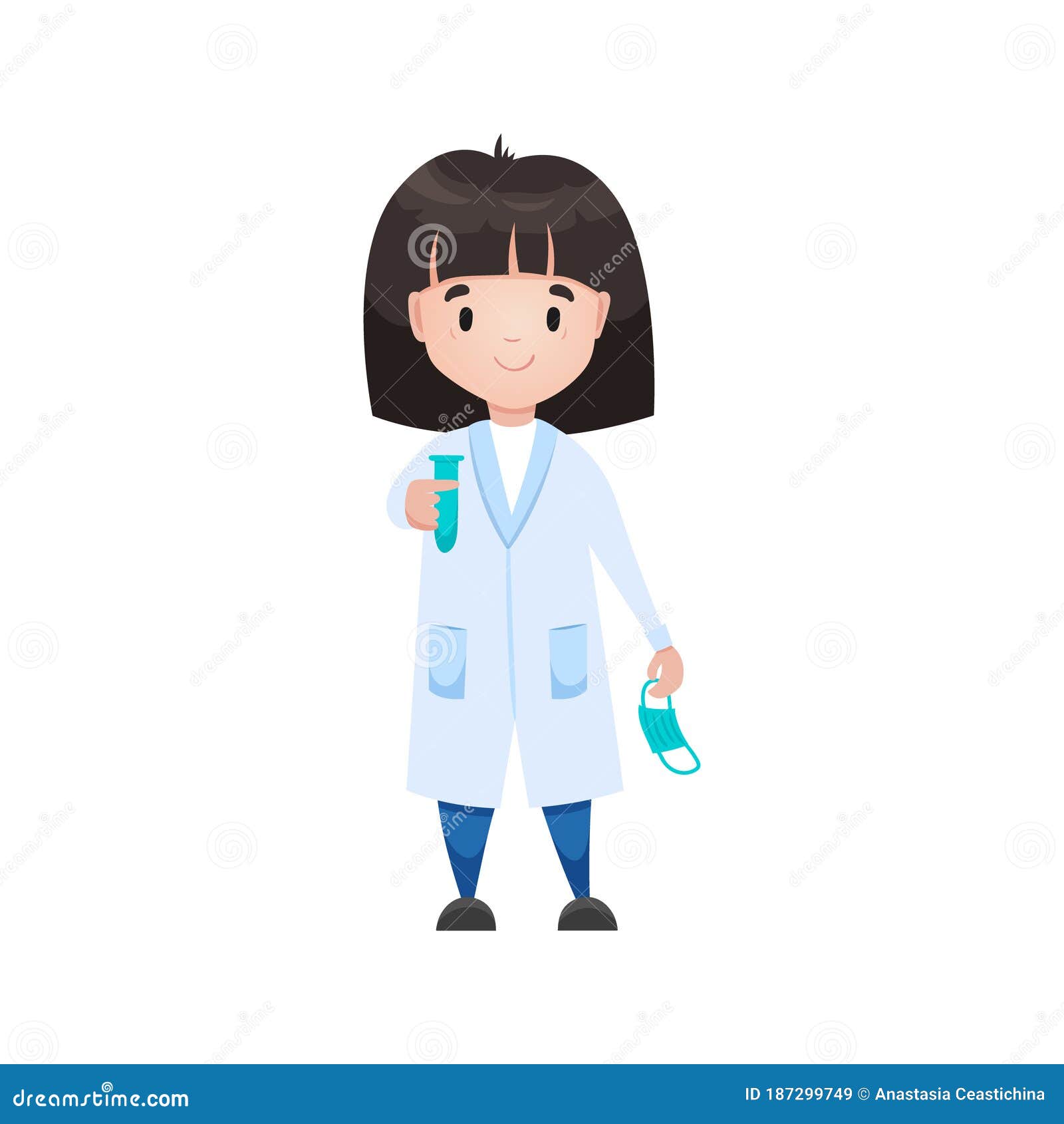 Female Doctor Cartoon Character on White Background, Young or Teenager ...