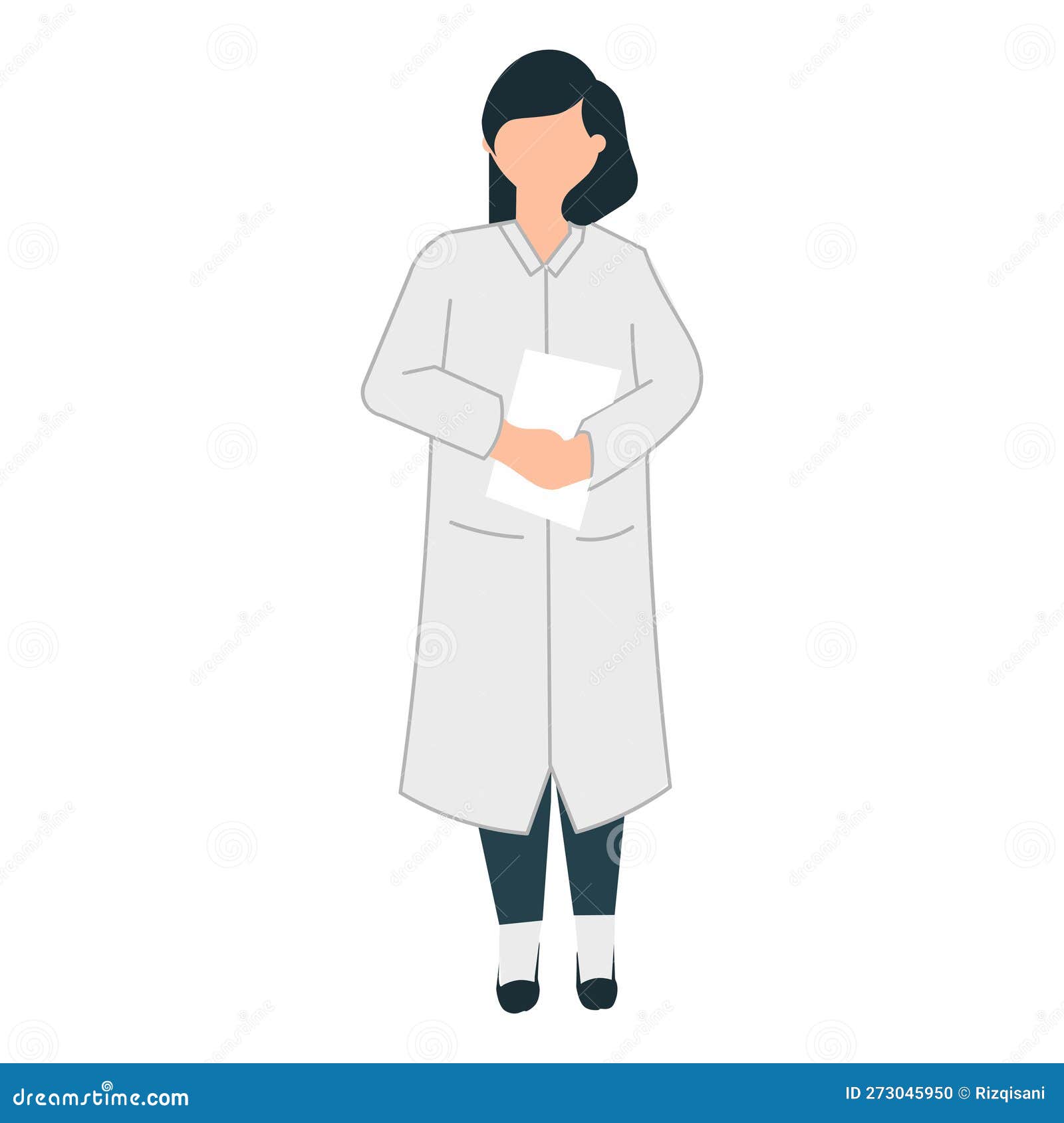 Female Doctor with Clipboard. Flat Vector Illustration Isolated on