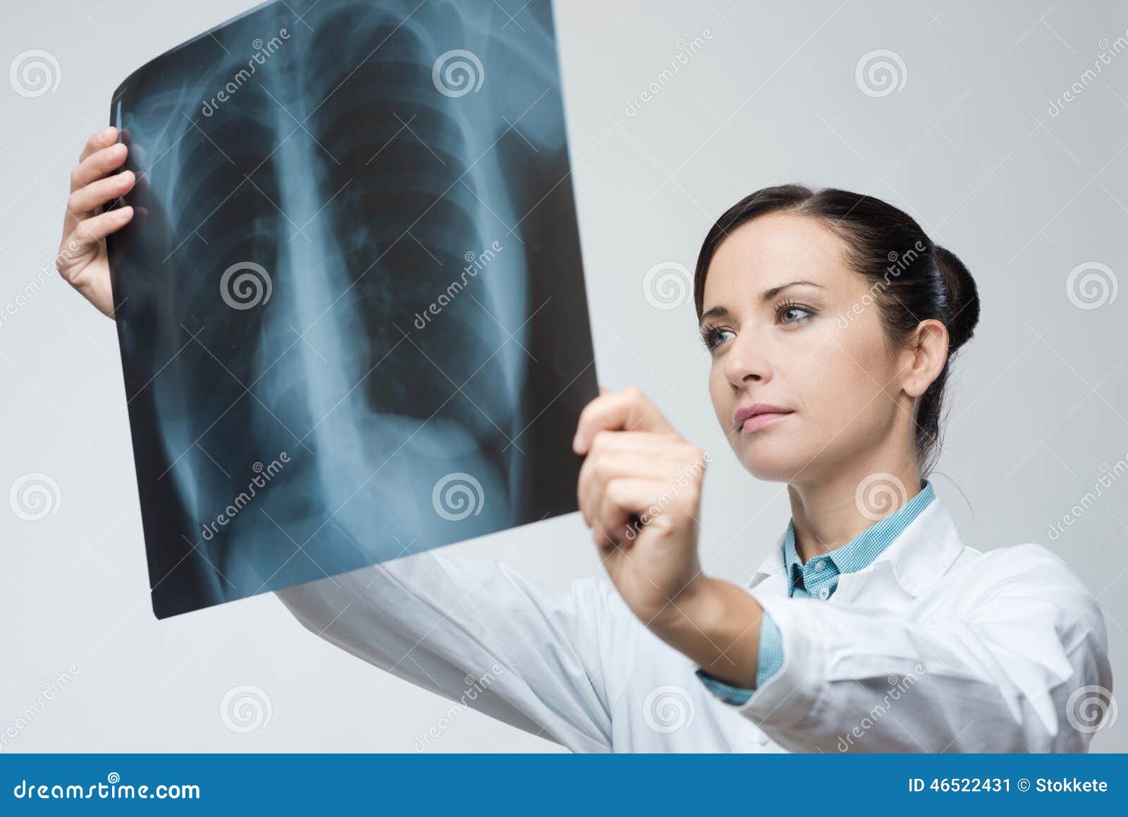 Female Doctor Examining X Ray Image Stock Image Image Of