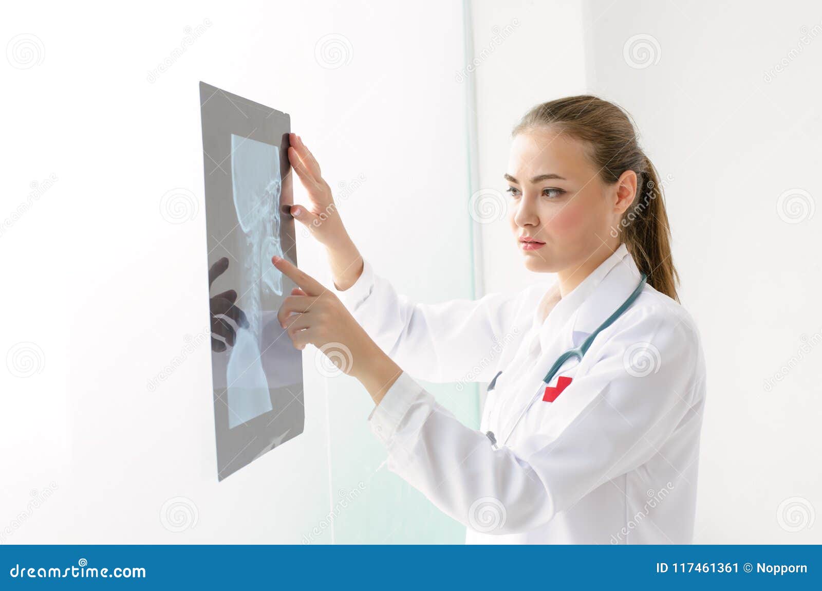 Female Doctor Explained the Results of the Xray Examination. Stock