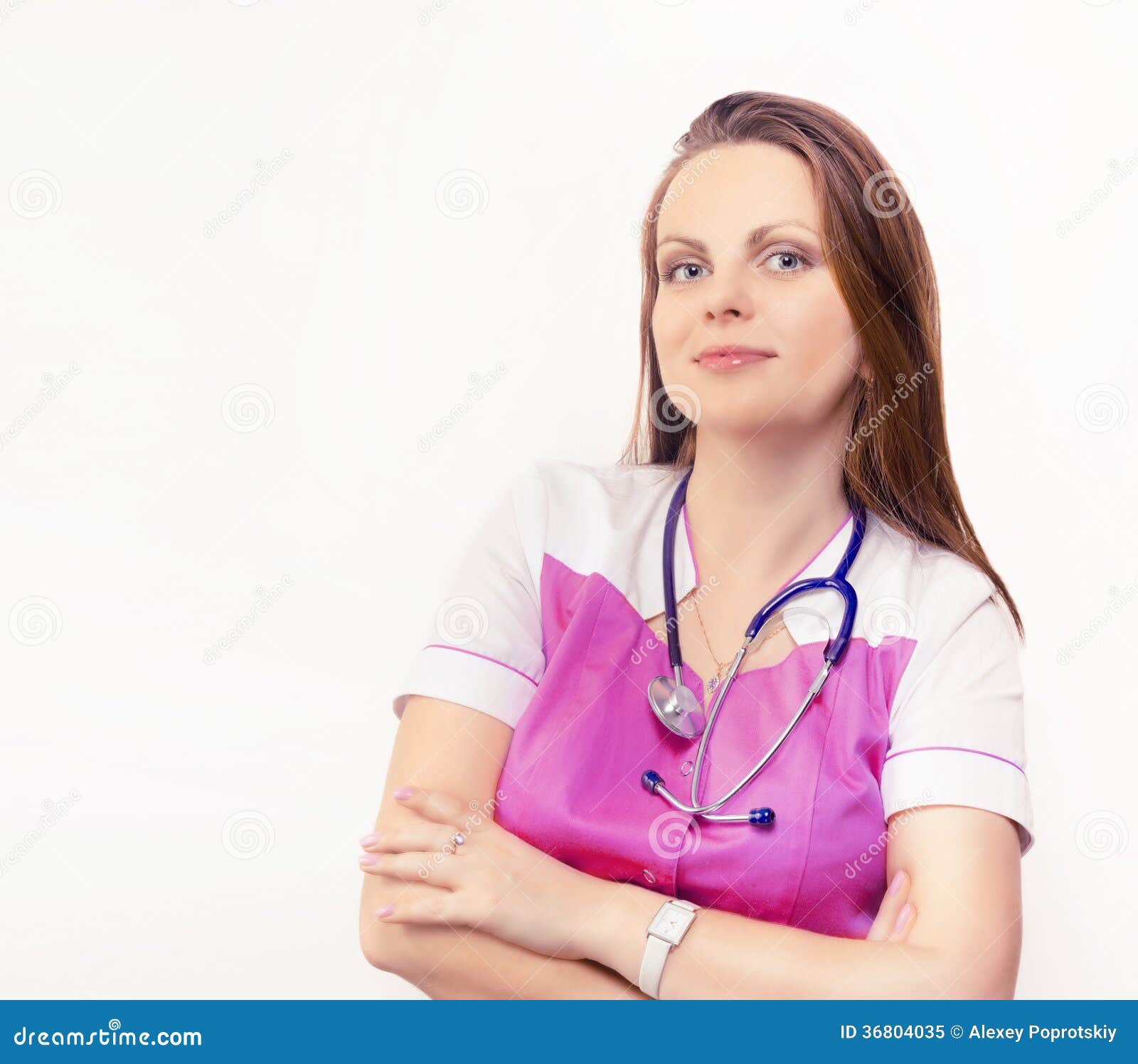 Female Doctor In A Pink Coat Stock Image Image Of Face