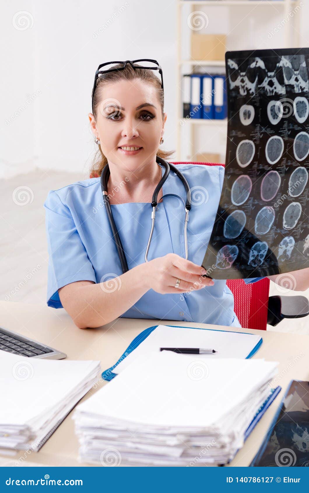 The Female Doctor Radiologist Working in the Clinic Stock Image Image of analysis, doctor