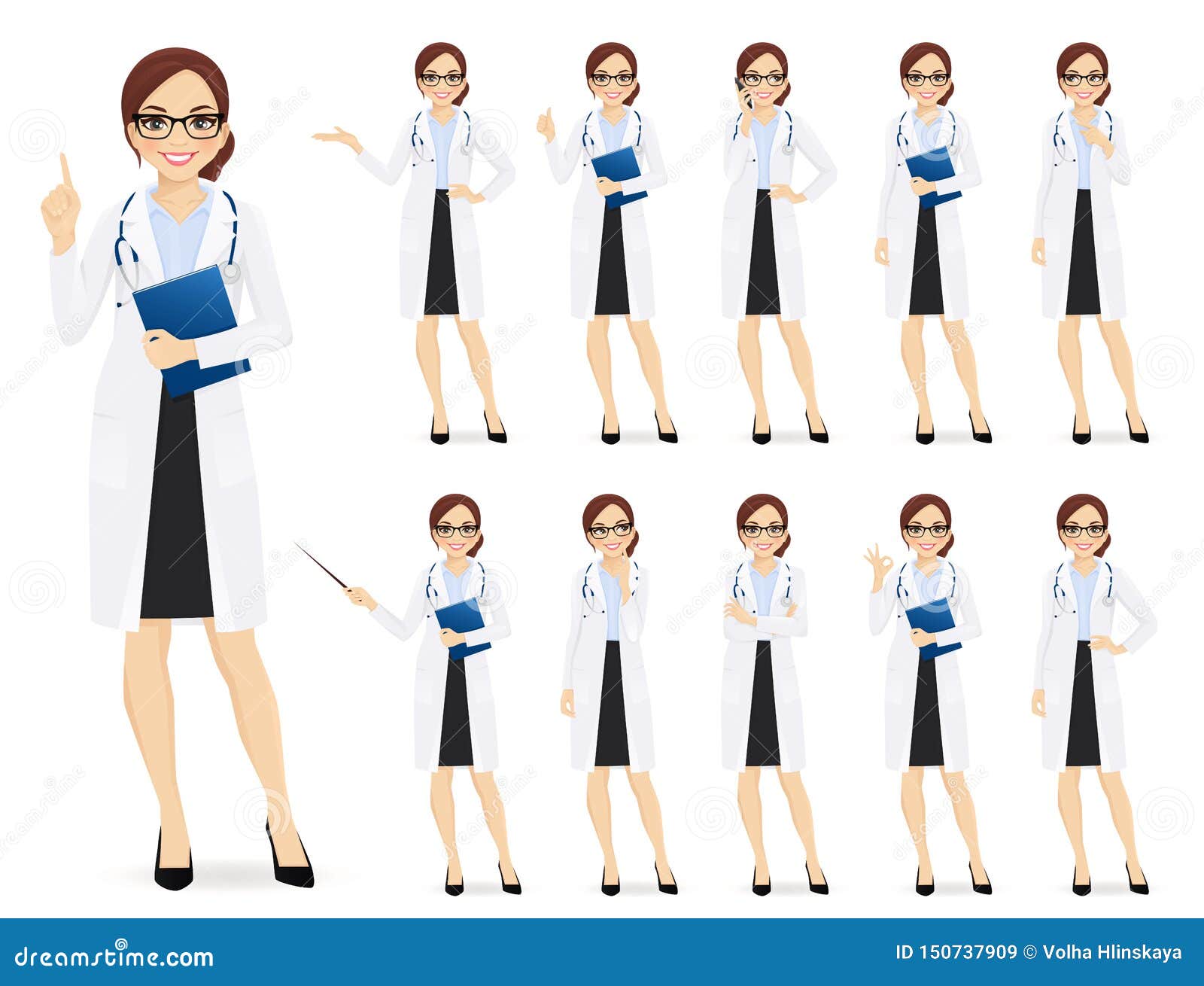 Female doctor set stock vector. Illustration of cartoon 150737909