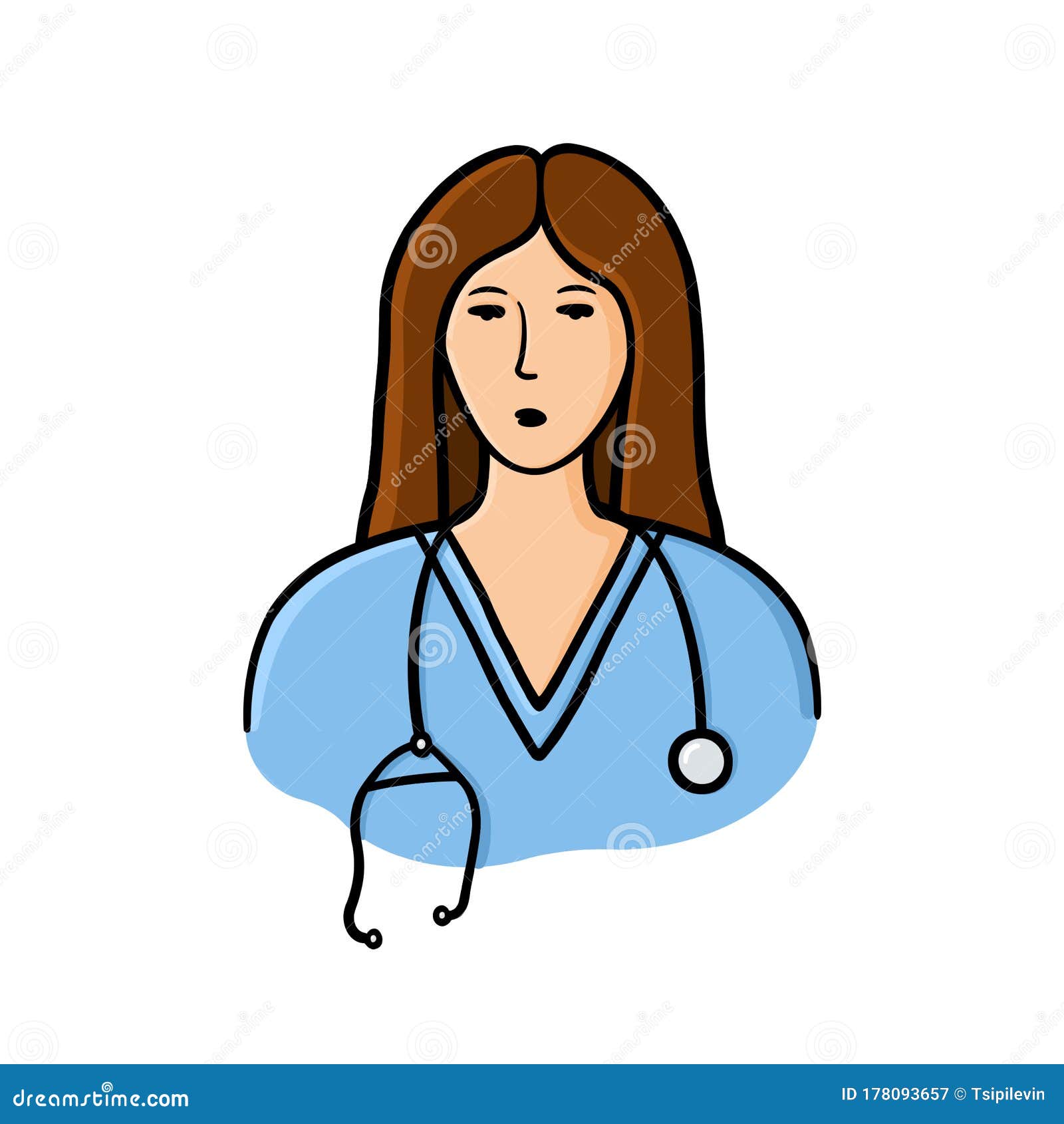 Female Doctor with Stethoscope Illustration Stock Illustration -  Illustration of cartoon, woman: 178093657