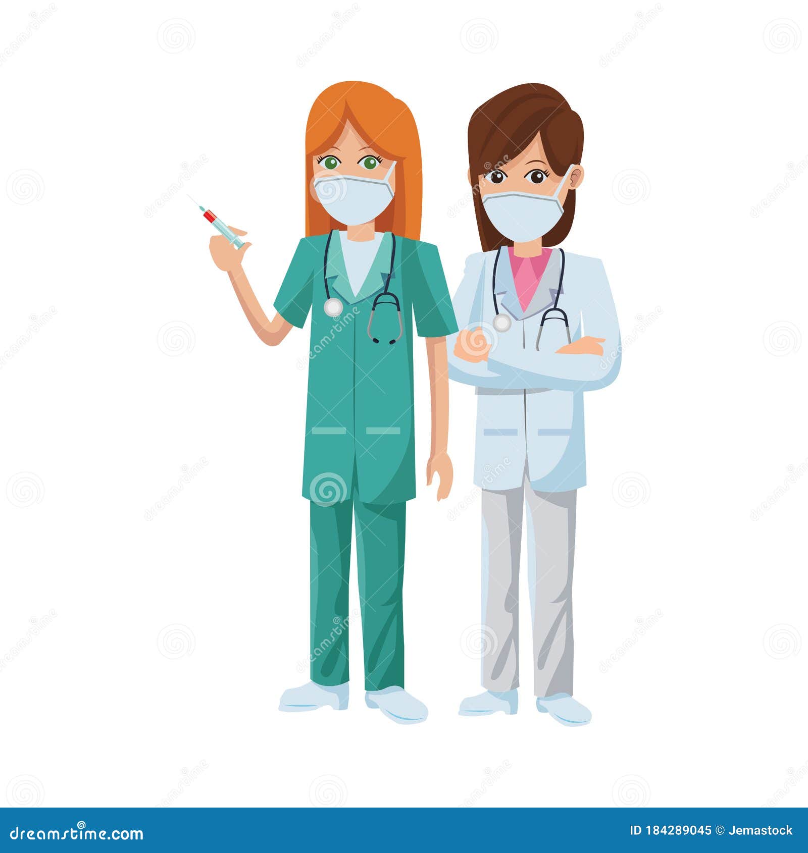 Download Female Doctors Using Medical Masks With Vaccine Stock ...