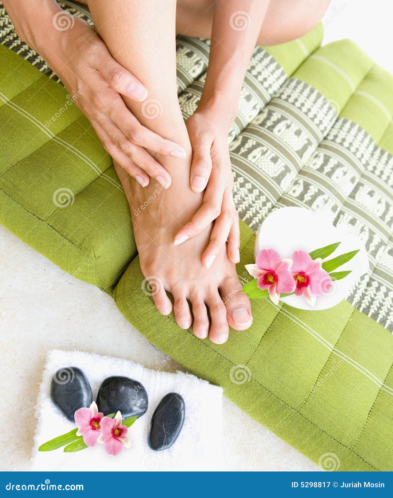 Female Doing Self Foot Massage Stock Image Image Of Pedicure Pebbles 5298817