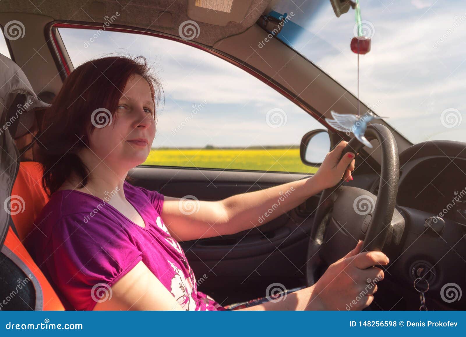Female Driver Behind the Wheel of a Car Stock Photo Image of travel
