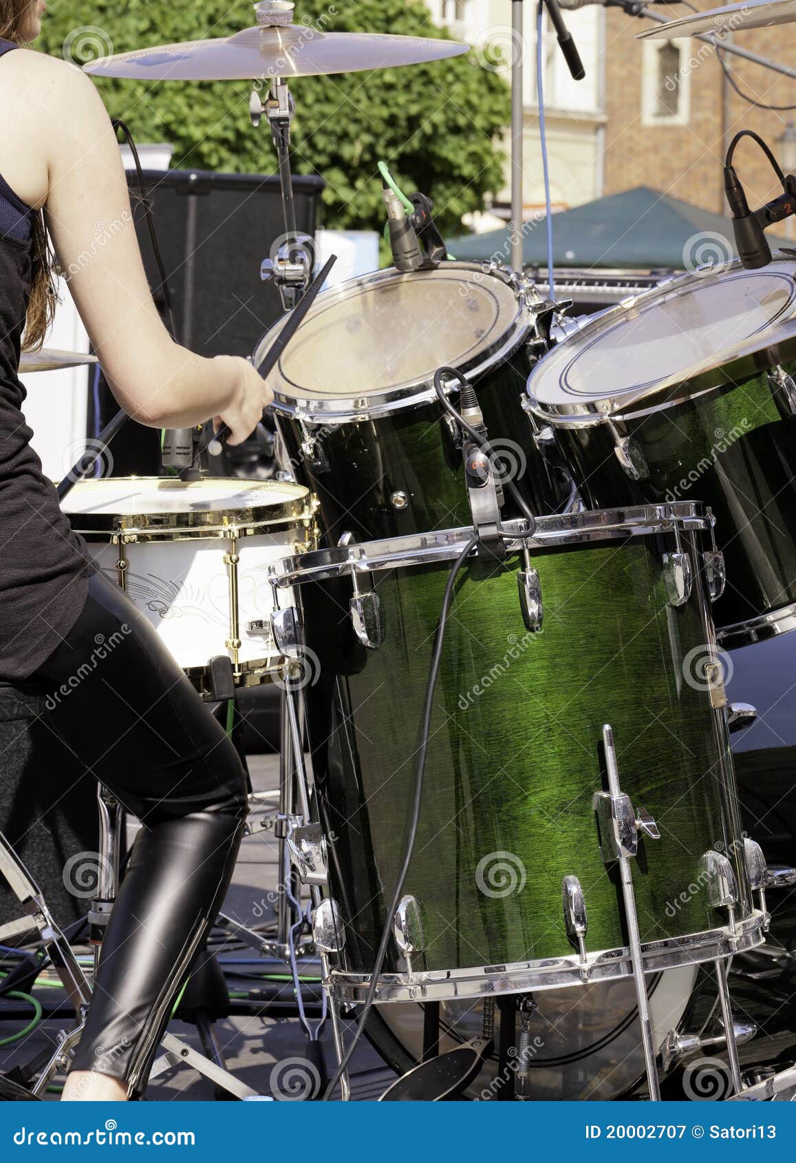 Female drummer stock image. Image of female, performance 20002707