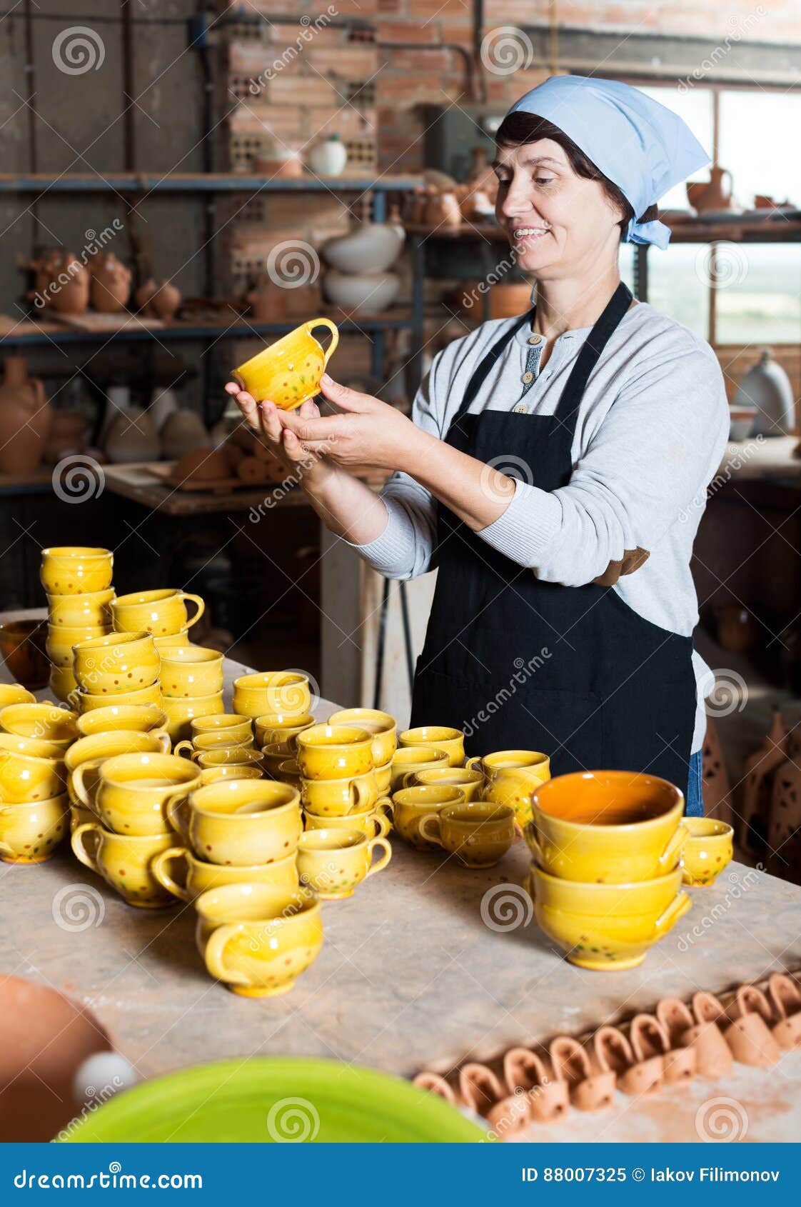 Female Elderly Master among the Pottery Stock Image Image of female