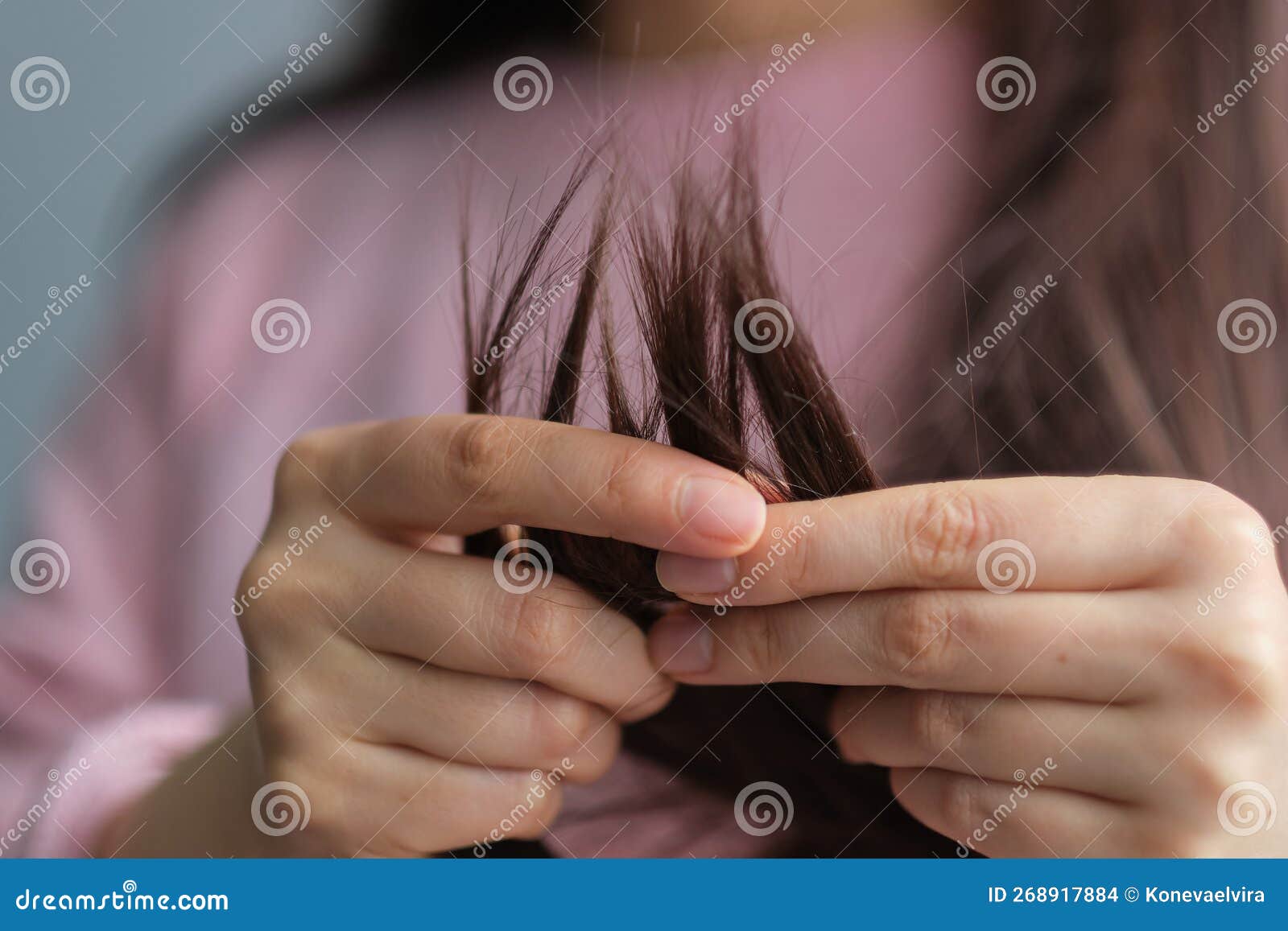 Female Ends of Hair Care Problems. Hair Suffers from Improper Care