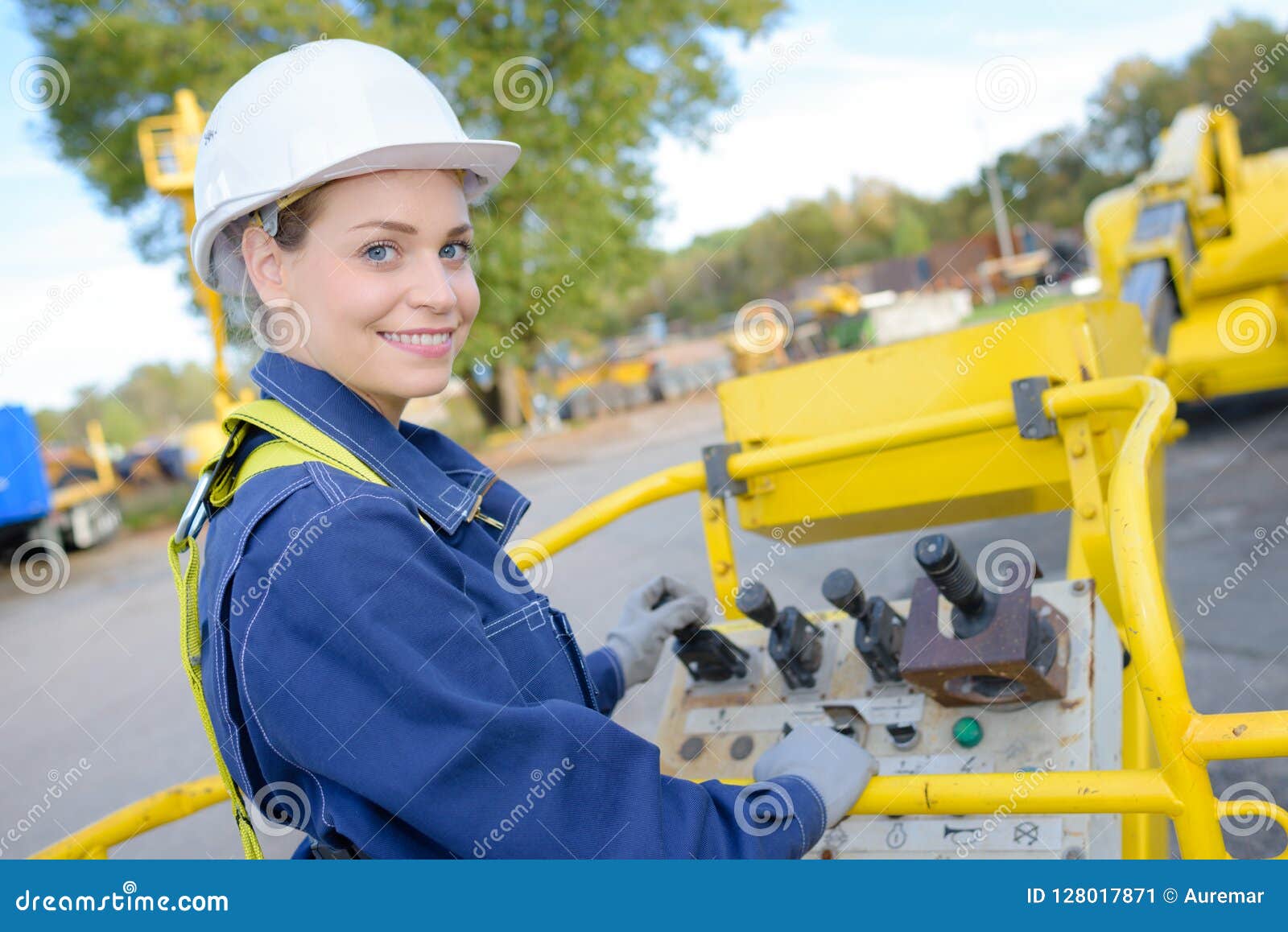 Female Engineer Crane Operator on Construction Site Stock Image Image