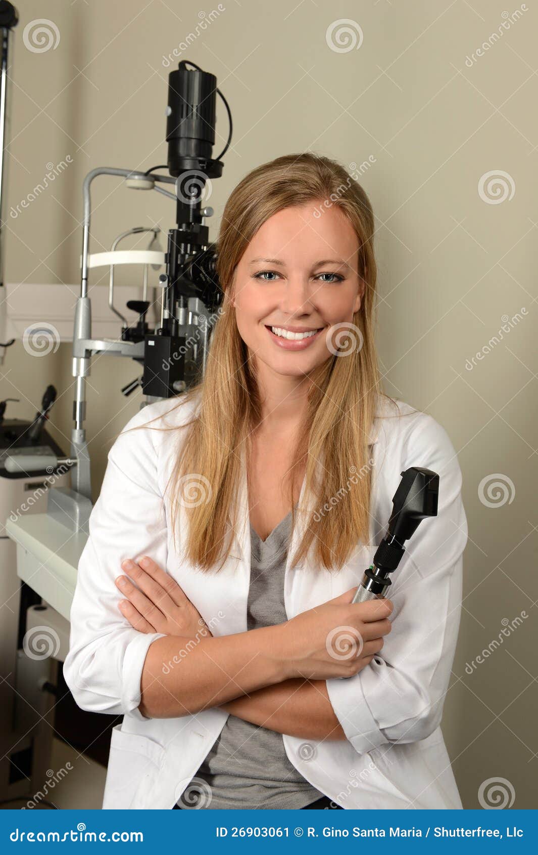 Female Eye Doctor Smiling stock image. Image of medicine 26903061