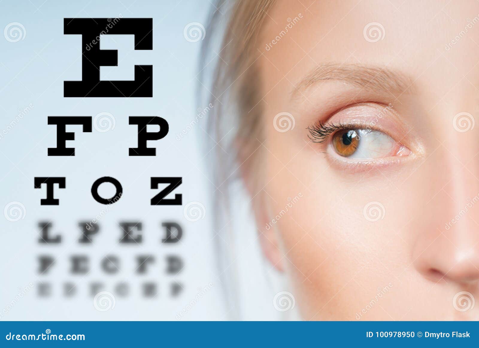 Female Eye and Eyesight Vision Exam Chart Stock Photo Image of health