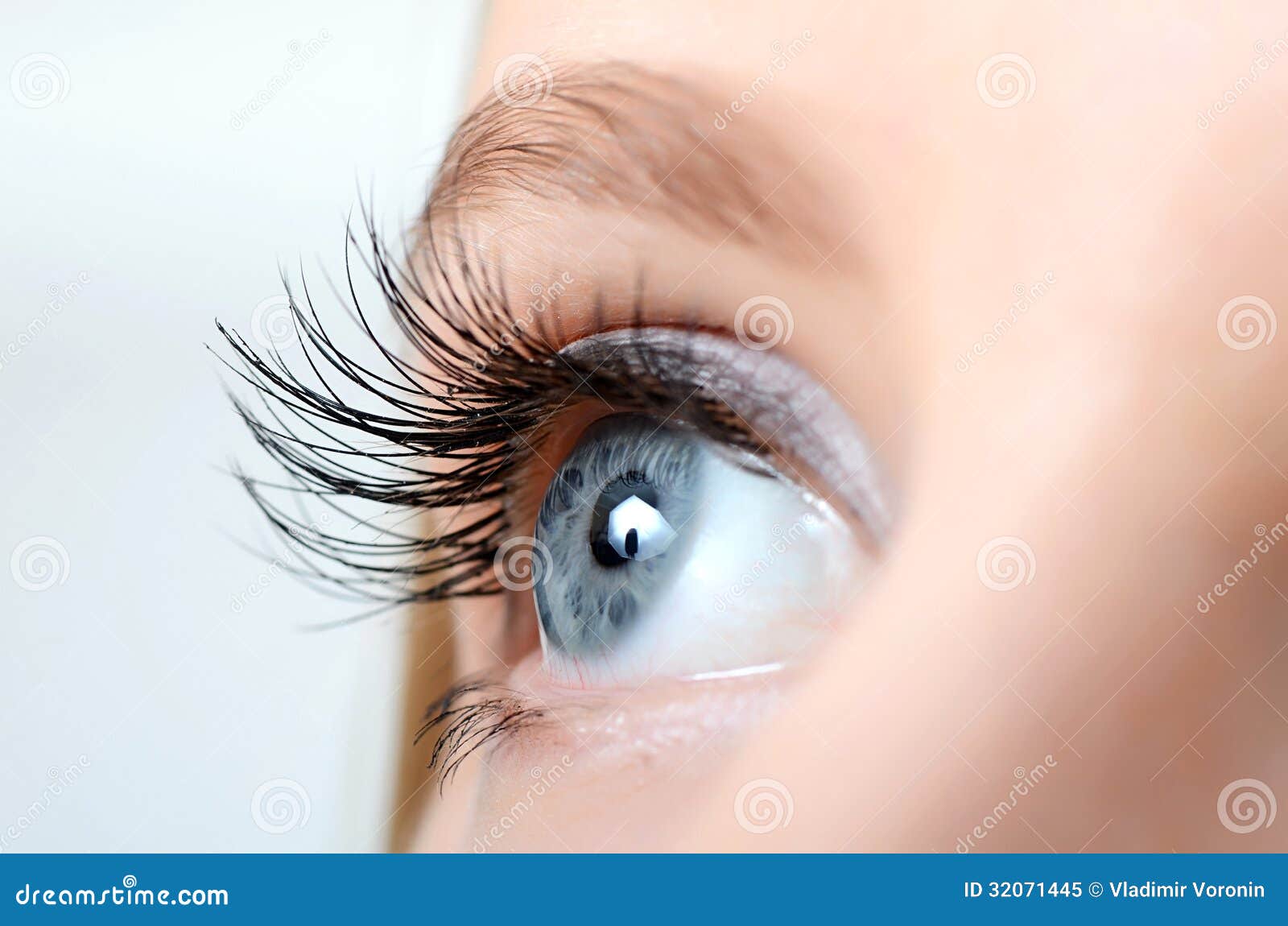 female eye with long eyelashes