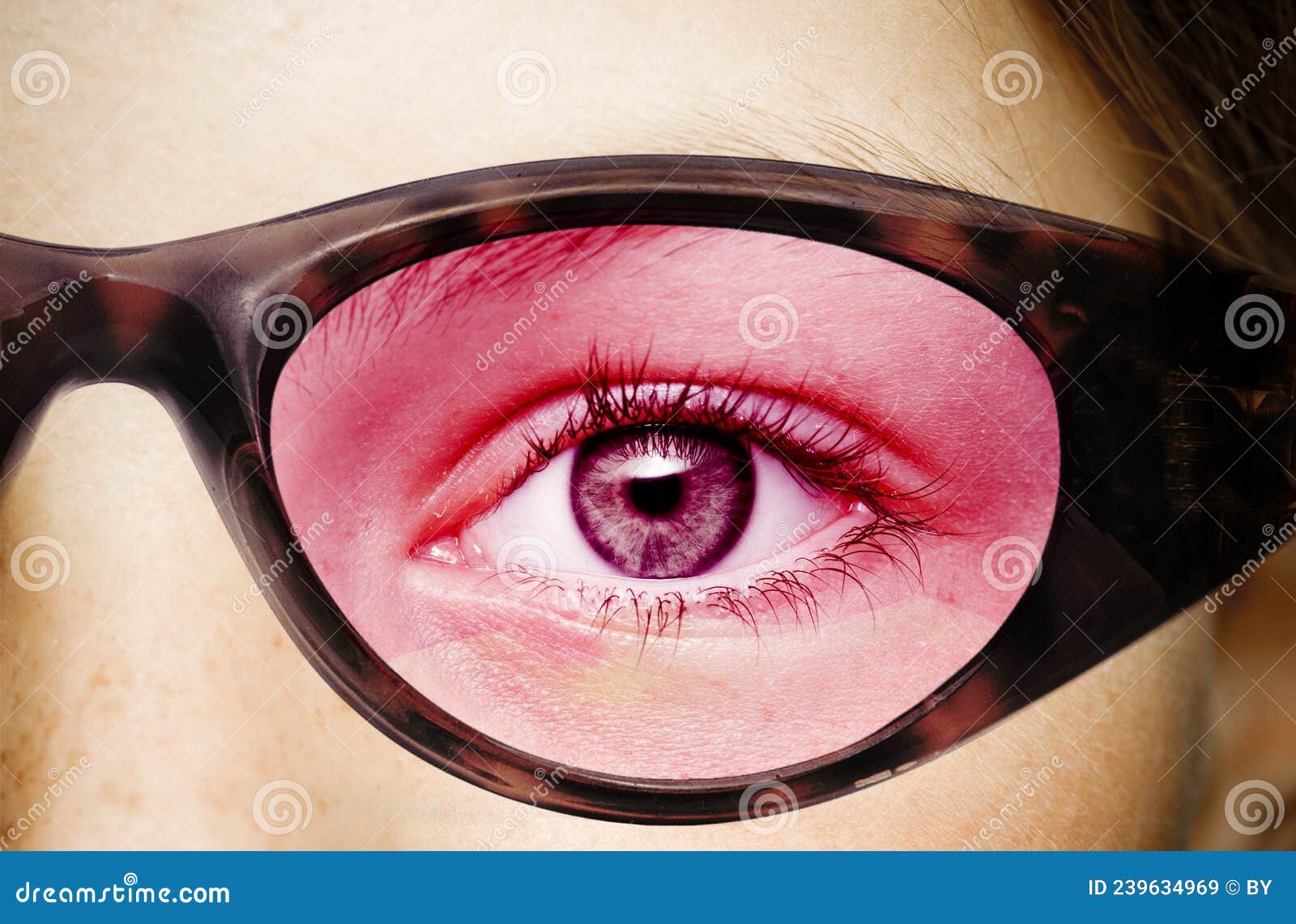 Eye with Rose Colored Glasses Stock Image - Image of glasses, view ...