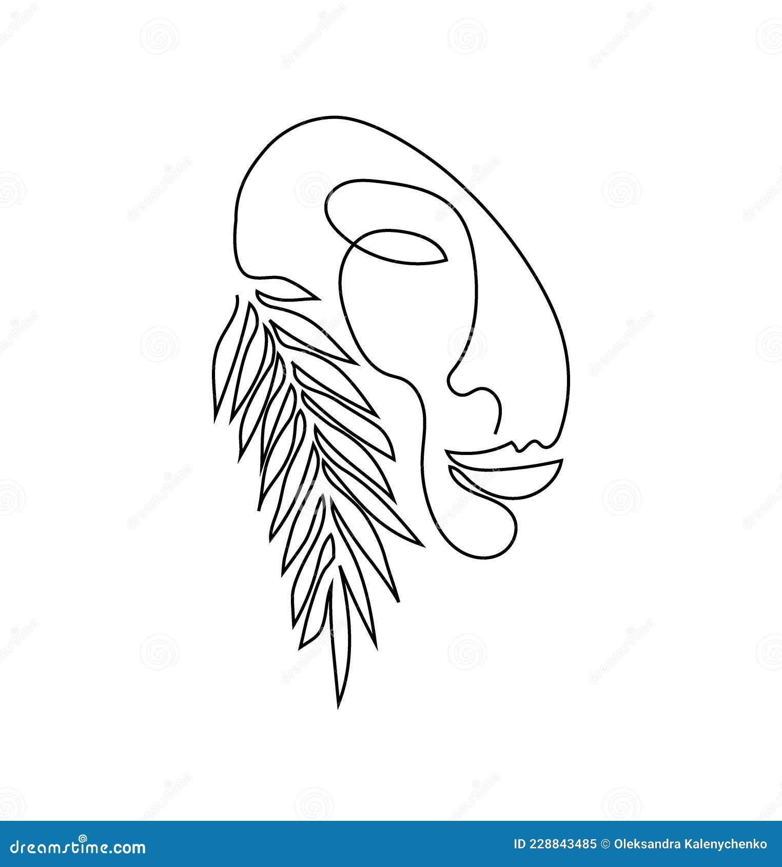 Female Face with Laurel Branch Continuous Line Drawing. One Line Art of  Womans Silhouette Abstraction with Plants Stock Vector - Illustration of  avatar, linear: 228843485
