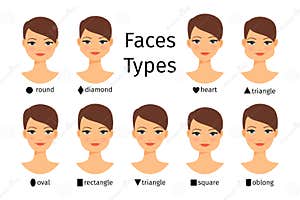 Female Face Shapes Stock Vector Illustration Of Forehead 70592062