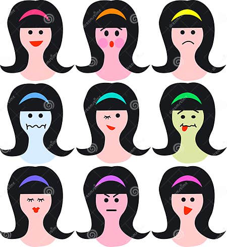 Female faces/emotions/eps stock vector. Illustration of cartoon - 2204940