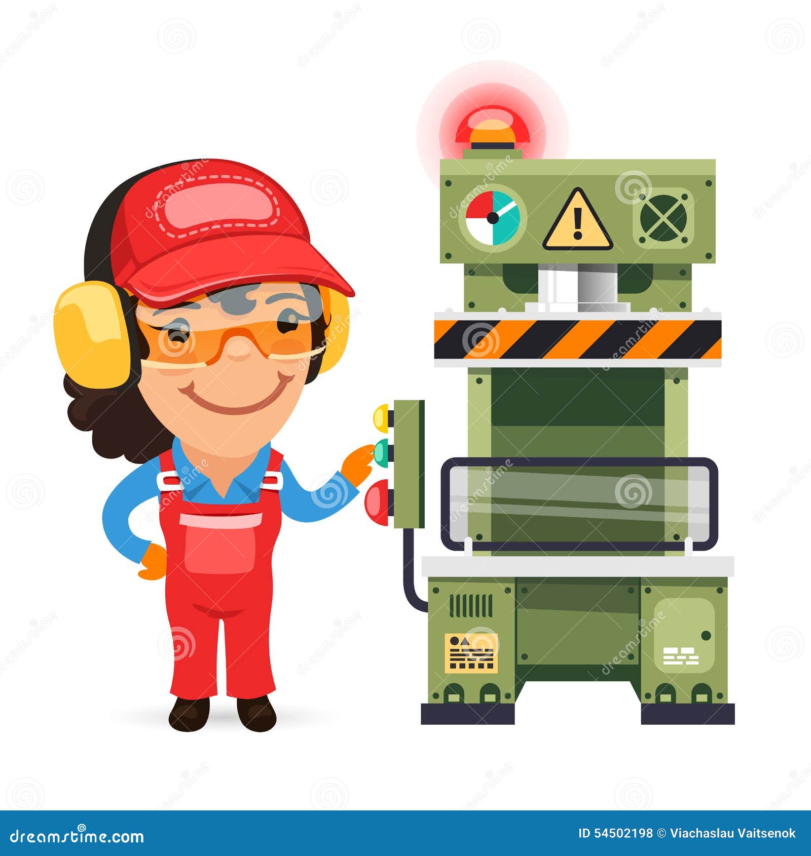 Female Factory Worker is Working on Press Machine Stock Vector - Illustration of people, mechanism: 54502198 Female Factory Worker is Working on Press Machine Stock Vector - Illustration of people, mechanism: 54502198