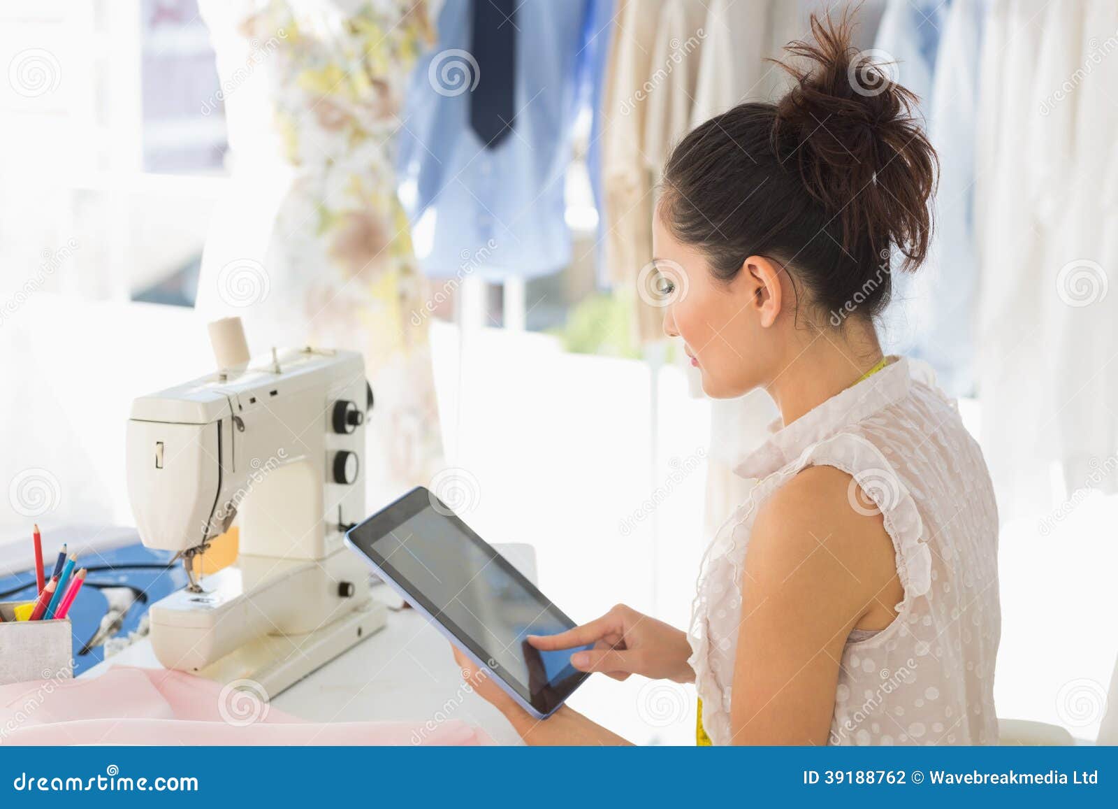Female Fashion Designer Using Digital Tablet Stock Photo Image of