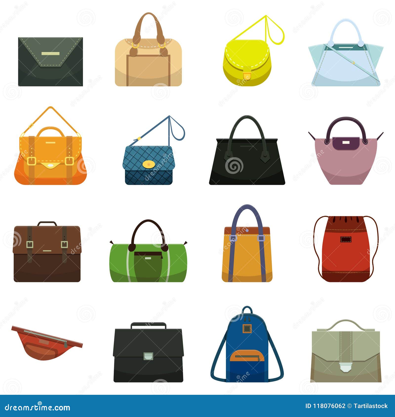 female leather handbags and male accessory. colorful handbag accessories, beauty bags and purse model collection 