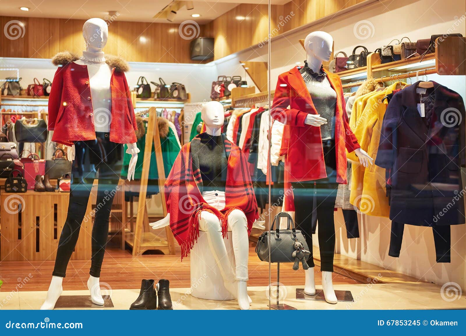 Female fashion shop window stock image. Image of entrance - 67853245