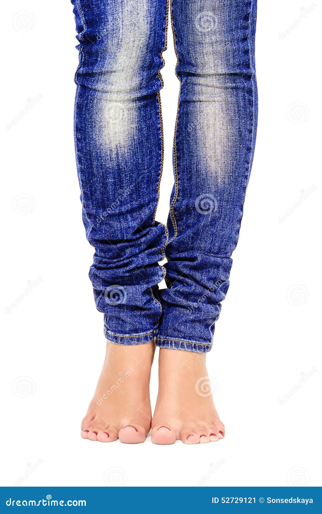 Female feet in jeans stock image. Image of human, groomed - 52729121