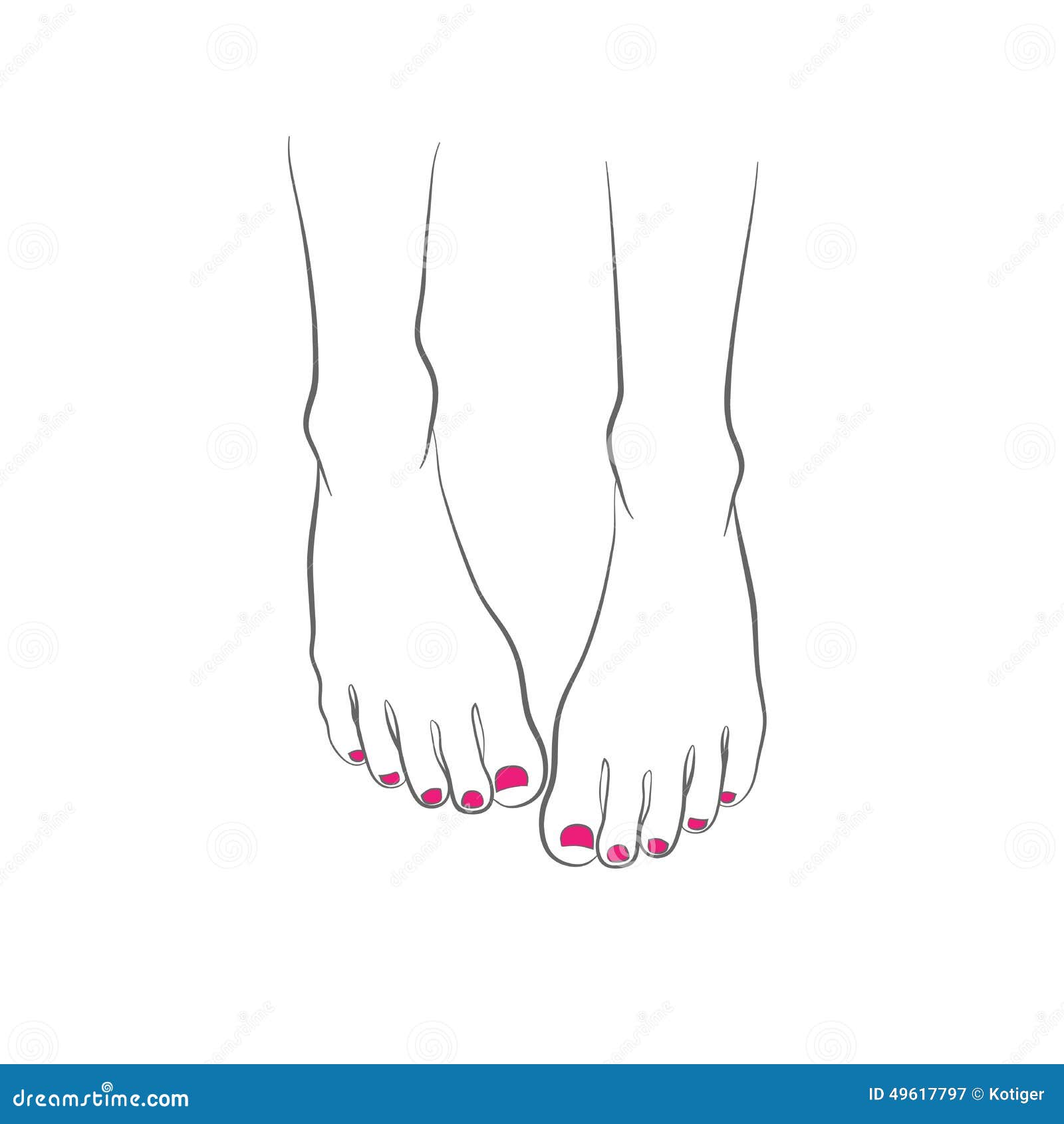 Female Feet with Red Pedicure, Chiropody, Vector Stock Vector ...