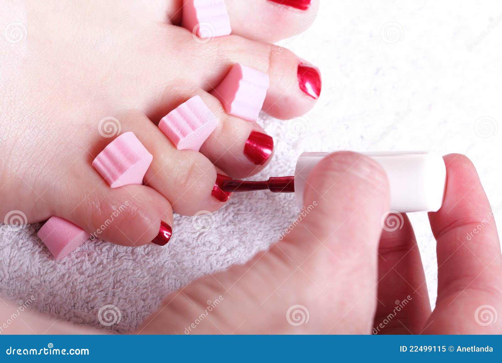 Female Feet Red Polished Nails Stock Image - Image of elegant ...