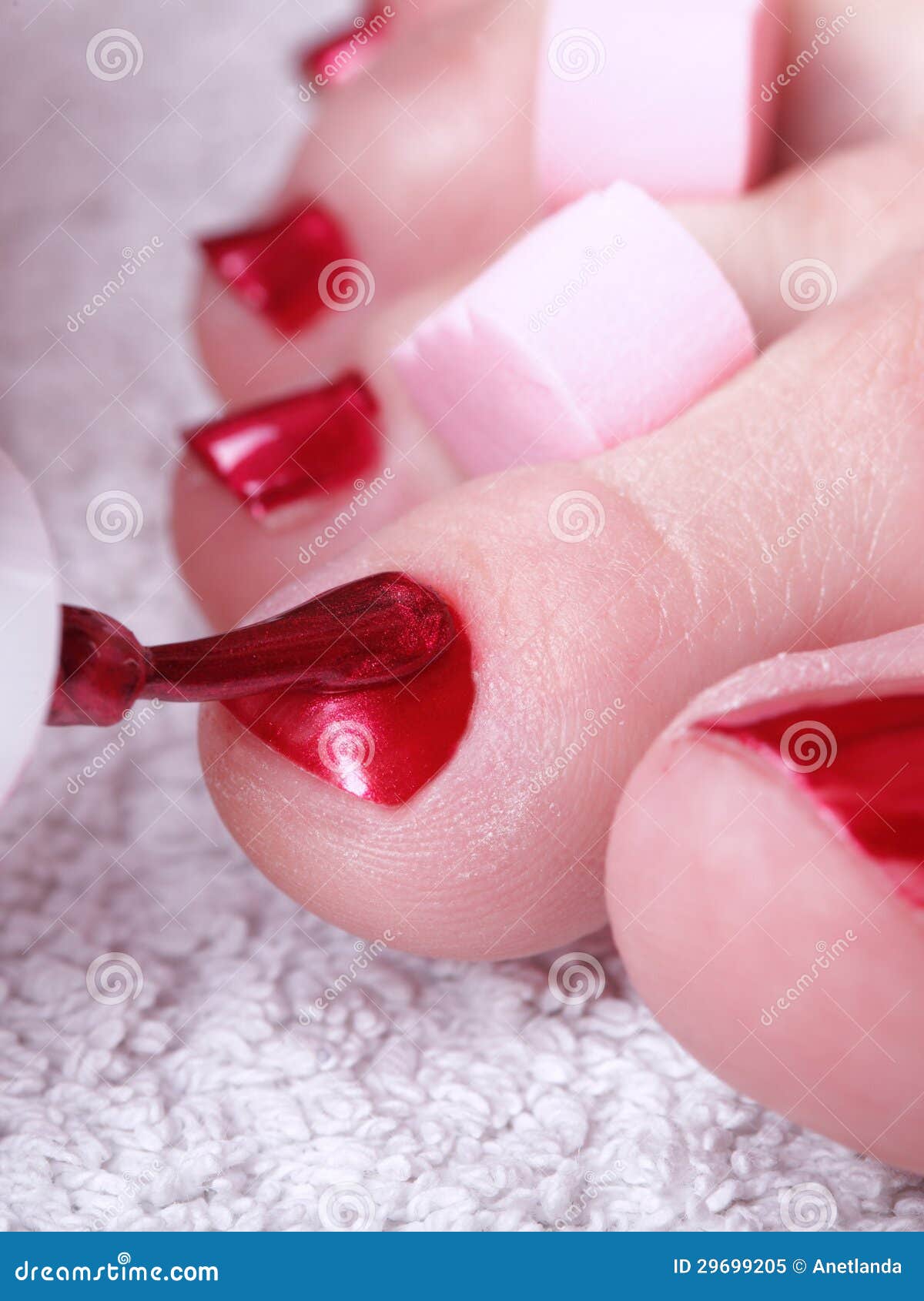 Female Feet Red Polished Nails Stock Image - Image of female, comfort ...