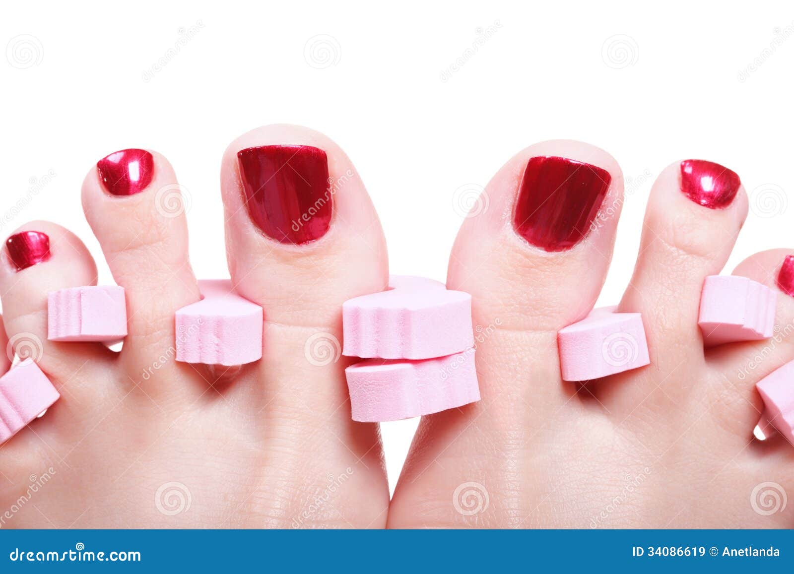 Female Feet Red Polished Nails Stock Image - Image of decorative, color ...