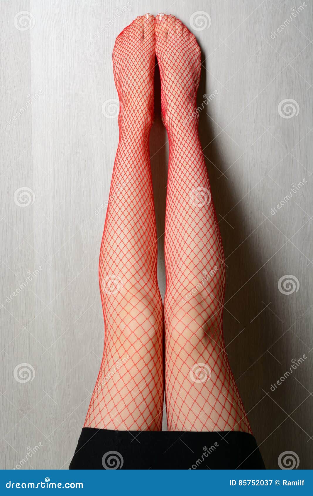 Female Feet in Red Stockings Stock Image - Image of beautiful