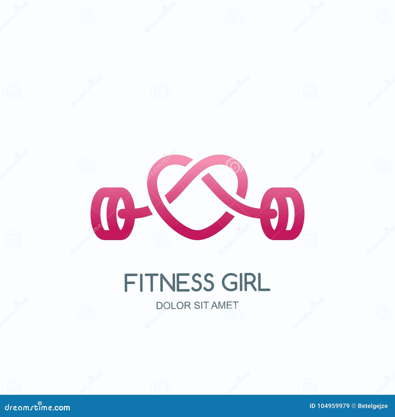Female Fitness Gym Vector Logo Icon Or Emblem With Pink Barbell