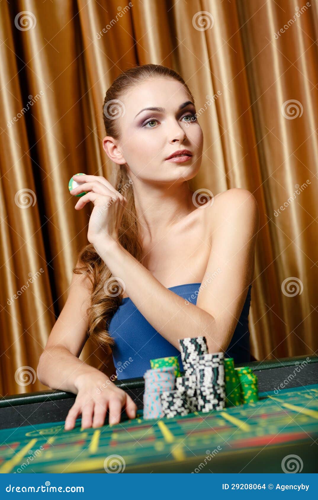 Female Gambler at the Casino Table Stock Photo Image of chance, cloth 29208064