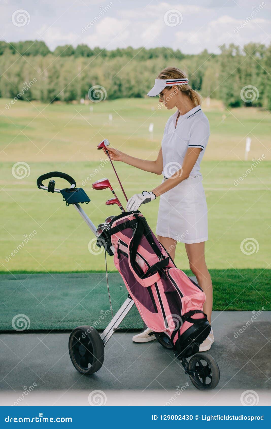 Female Golf Player in Cap with Golf Gear Stock Photo Image of