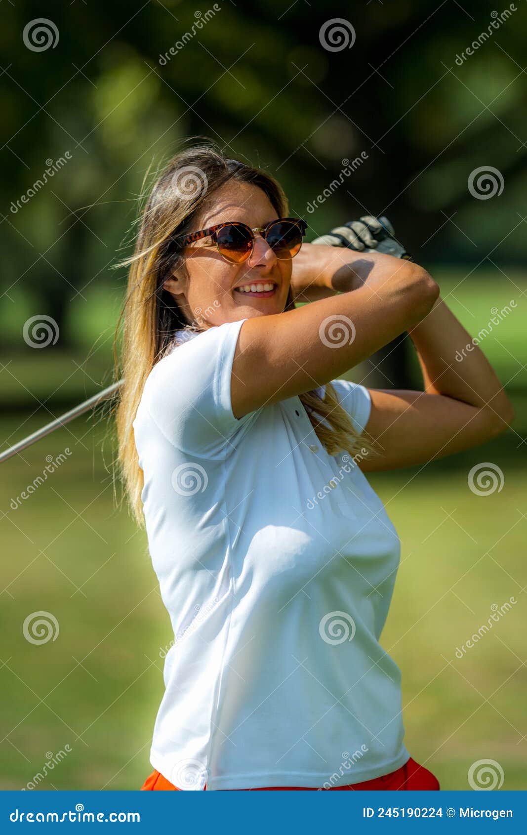 Female golf swing stock photo. Image of female, golfing 245190224