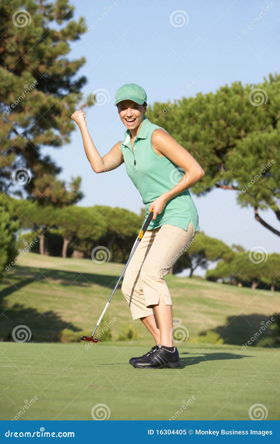 Female Golfer on Golf Course Stock Image Image of woman, caucasian