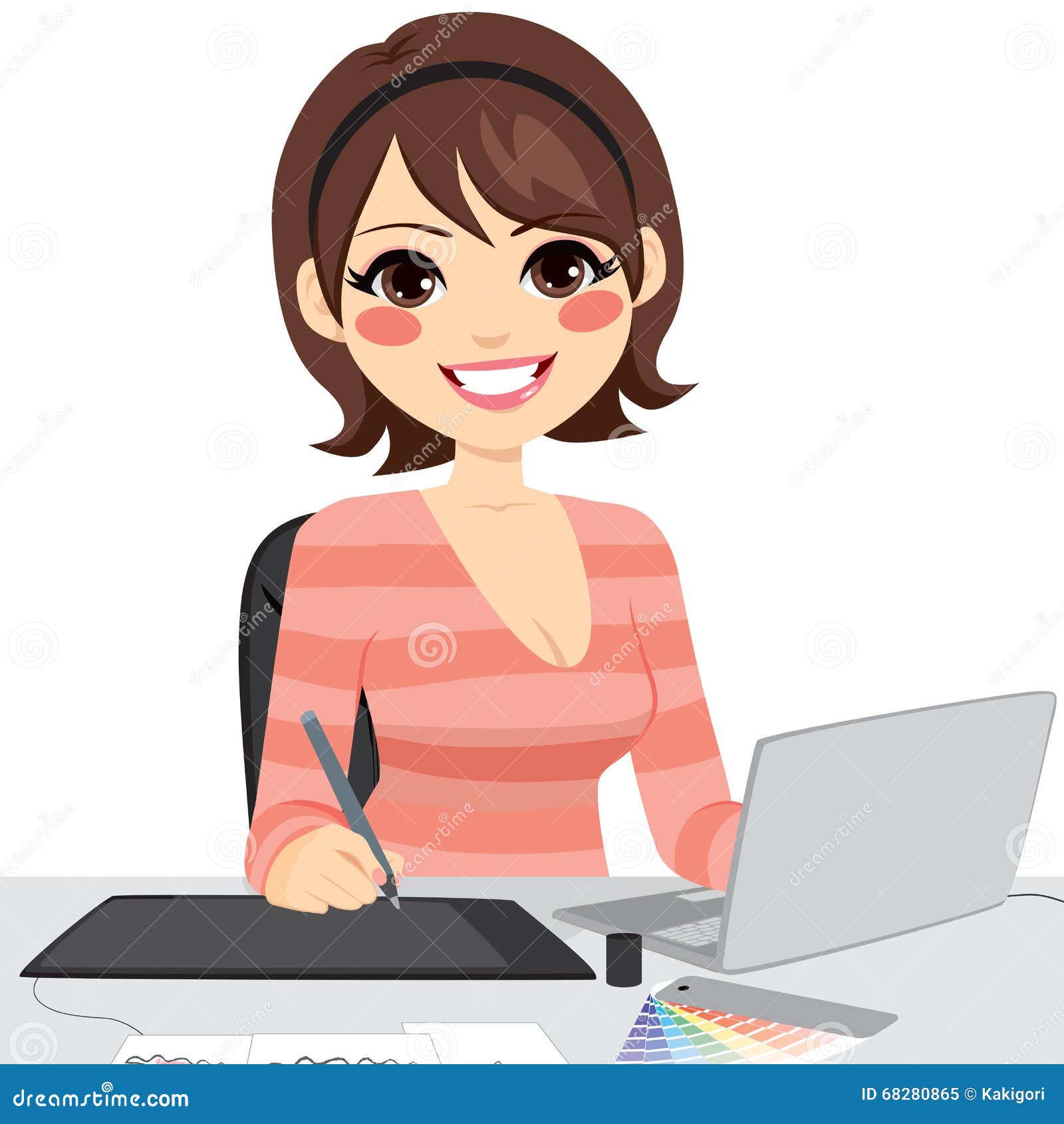 Female Graphic Designer stock vector. Illustration of woman - 68280865