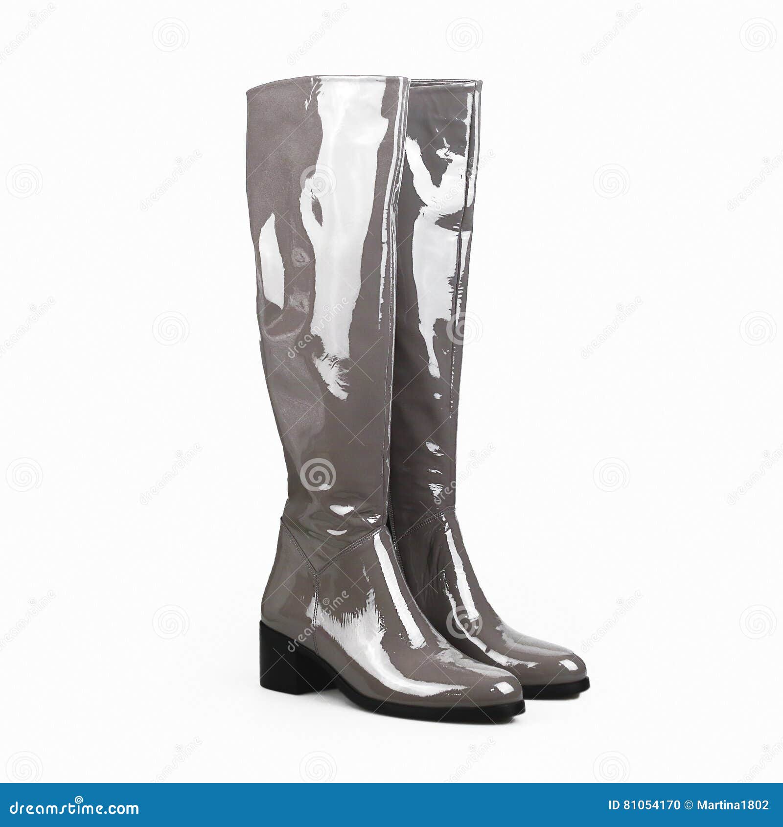 Female Grey Boots Over White Stock Photo Image of color, clothes
