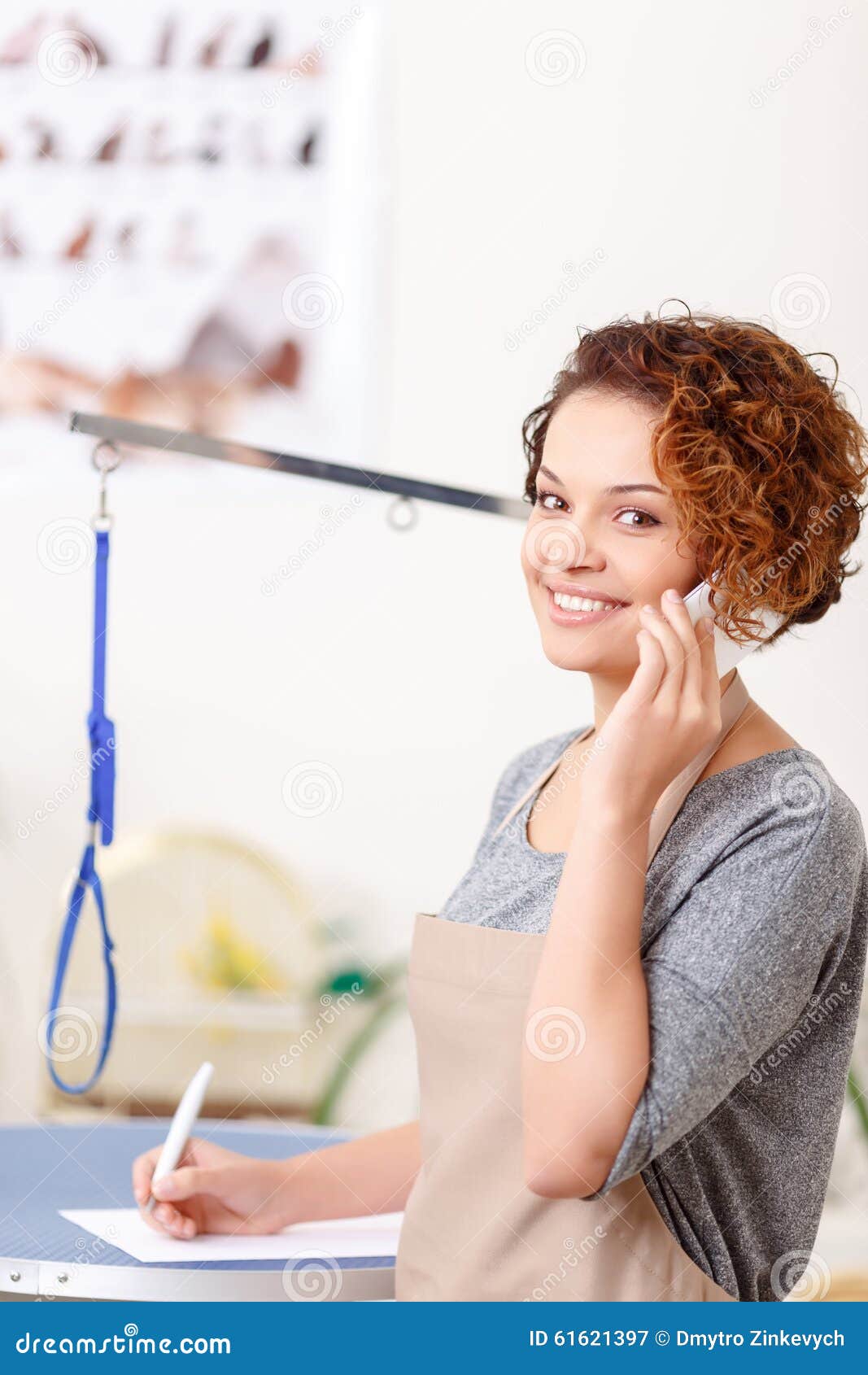 Female Groomer Making an Appointment Stock Image Image of female