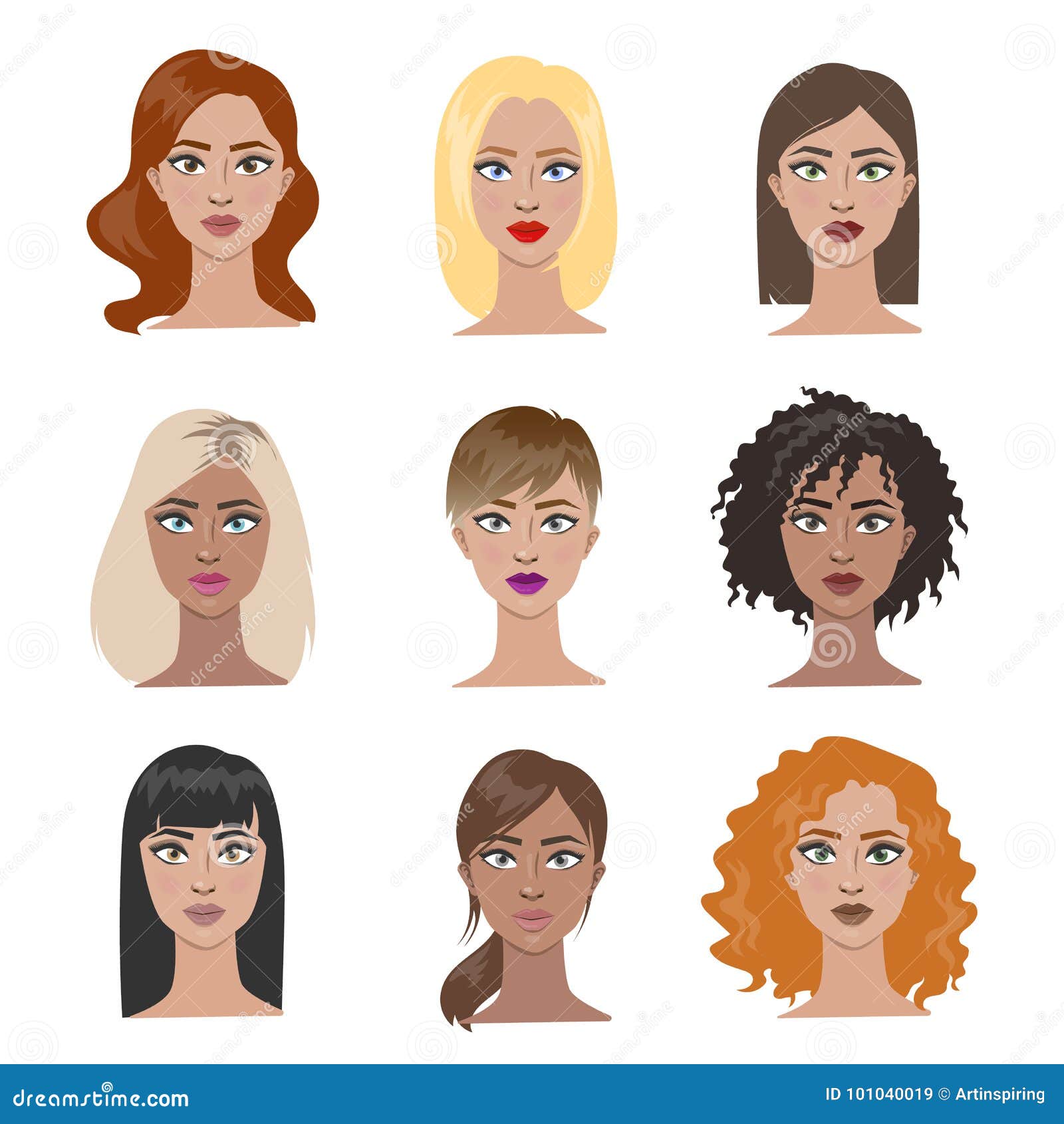 Female Hairstyles Set Stock Vector Illustration Of
